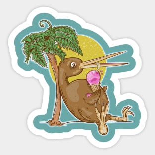 Kiwi Bird eating an ice cream Sticker